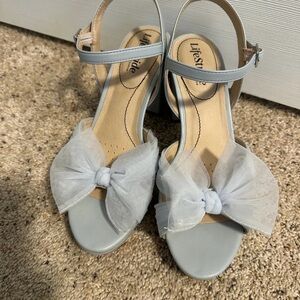Life Stride Light Blue Bow Ankle Strap Heels